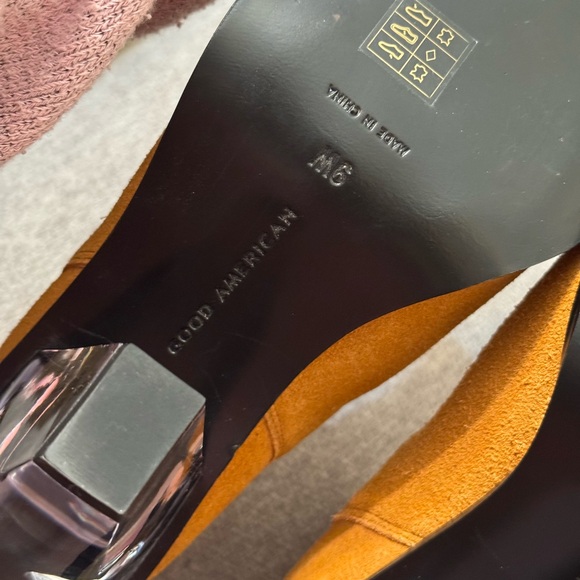 Good American Tan Ankle Boots with Clear Heels - Picture 9 of 9